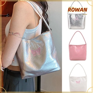 Rowans กระเป๋าสะพายไหล่ หนัง PU ทรงบักเก็ต ขนาดใหญ่ จุของได้เยอะ สีพื้น แฟชั่นสําหรับสตรี