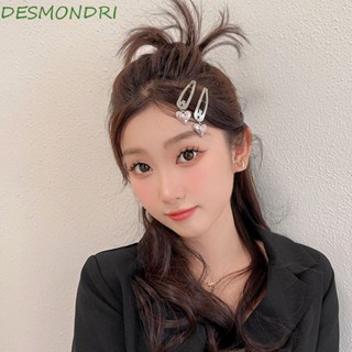 Desmondri Y2K คลิปเงิน Bb จี้รูปหัวใจ โบว์ ดาว สไตล์เกาหลีน่ารัก สําหรับเด็กผู้หญิง / ผู้หญิง