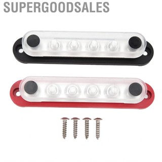 Supergoodsales Power Distribution Block  Terminal Studs Bus Bar Round Corner Base Dust Cover M8 12V-48V 150A for Vehicle