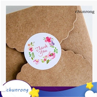 Chunrong สติกเกอร์ฉลากกระดาษ ทรงกลม ลายดอกไม้ Thank You สําหรับตกแต่งกล่องของขวัญ 100 ชิ้น