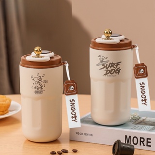 แก้วกาแฟสเตนเลส มีฉนวนกันความร้อน ลายการ์ตูน Snoopy 420 มล. สําหรับนักเรียน