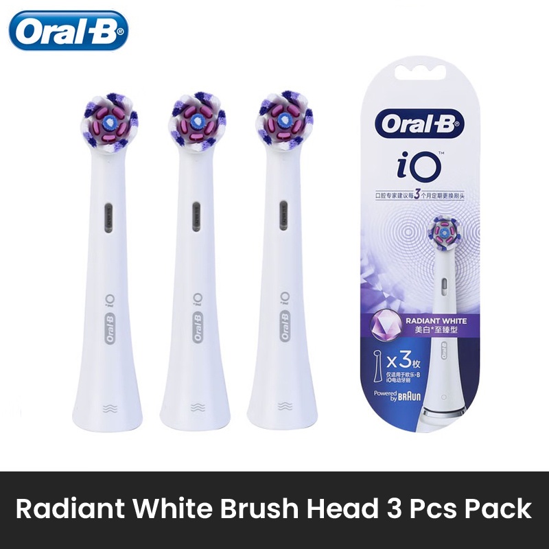 Oral B IO Series Radiant White หัวแปรงสําหรับแปรงสีฟันไฟฟ้า iO3/4/5/6/7/8/9 ขัดลบคราบฟันและทันตกรรมโล่เปลี่ยนหัวแปรงเติม