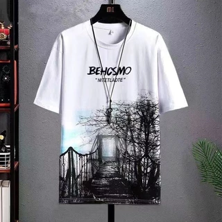 เสื้อยืดลําลอง ผ้าเรยอน ทรงหลวม แฟชั่นฤดูร้อน สําหรับผู้ชาย