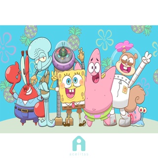 ชุดปักครอสสติตช์ ผ้าฝ้าย 11CT พิมพ์ลาย Spongebob DIY [Acelit.th]