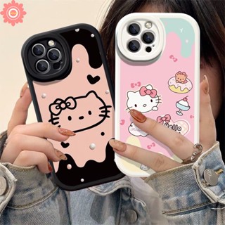 เคสโทรศัพท์มือถือคู่รัก แบบนิ่ม ลายไอศกรีมหัวใจ สําหรับ Redmi A1 10A 10C 9T 10 9C 12C 9A 9 POCO X3 NFC Pro M3 F4 Note 10 10 8 11Pro + K40s 10s 11 9 9s 11s Pro Mi 11 Lite เคสโทรศัพท์มือถือ ลาย Hello Kitty น่ารัก