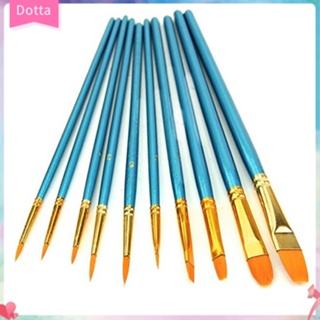 [Dottam] ชุดแปรงไนล่อน ปลายแหลม แบน สําหรับศิลปิน ระบายสีน้ํา อะคริลิค 10 ชิ้น