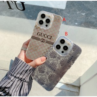 พร้อมส่ง ใหม่ เคสโทรศัพท์มือถือ ลาย Gucci Brown แกะสลัก หลากสี สําหรับ iphone14 promax 14 14pro 14plus 13 12 11 13PROMAX