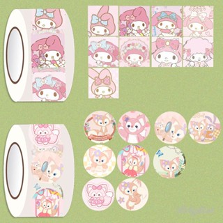 ღ 200 แผ่น/ม้วน Sanrio สติ๊กเกอร์ปิดผนึกสำหรับตกแต่งการ์ตูนน่ารักเด็กน่ารักสติกเกอร์รางวัลของขวัญ Melody Cinnamoroll Kuromi Decor