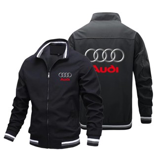 AUDI LOGO baseball uniform A1 A2 A3 A4 A5 A6 A7 A8 Q3 Q5 Q7 Q8 RS1 RS2 RS3 RS4 RS5 RS6 RS7 RS8 car shop custom work clothes stand collar large size long sleeve sweater Aviator Jacket