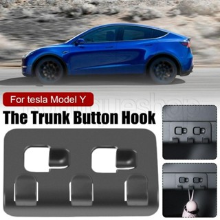 ตะขอแขวนด้านข้าง สําหรับ Tesla Model Y Car Rear Trunk Hook Auto Cargo Grocery Shopping Bag Holder / Car Umbrella Hook Storage Holder / Snap on Design Hook / Trunk Button Side Hook