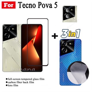 Tecno Pova 5 ฟิล์มกระจกนิรภัยกันรอยหน้าจอ แบบเต็มจอ สําหรับ Tecno Pova 4 Pro 3 Neo 2 Spark 10 Pro 10C Go 2023 Camon 20 Pro 3 in1