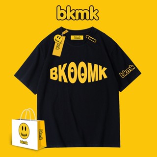 Bkmk เสื้อยืดแขนสั้น ผ้าฝ้าย พิมพ์ลายตัวอักษร ทรงหลวม สไตล์อเมริกัน เหมาะกับฤดูร้อน สําหรับผู้ชาย