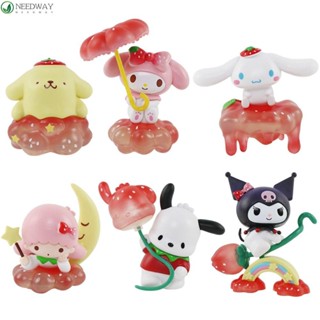 Needway โมเดลฟิกเกอร์ PVC รูปการ์ตูนสตรอเบอร์รี่ Kuromi Cinnamoroll ของเล่นสําหรับเด็ก