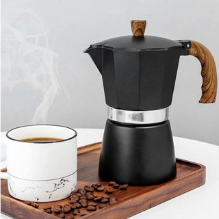 Home&amp;Gardening หม้อต้มกาแฟอลูมิเนียมอัลลอยด์ Moka Pot พร้อมที่จับฉนวนกันความร้อนสำหรับโฮมออฟฟิศ
