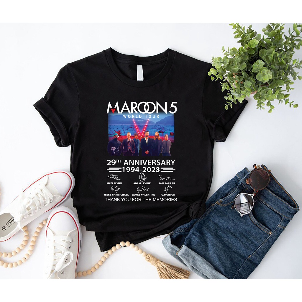 เสื้อยืด พิมพ์ลาย Maroon 5 Band Maroon 5 Band 29th Anniversary Maroon 5 Merch World Tour สําหรับผู้ช