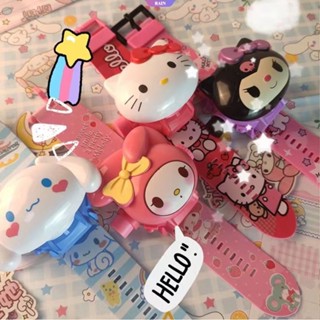 ใหม่ นาฬิกาข้อมืออิเล็กทรอนิกส์ ลายการ์ตูน Hello Kitty Kuromi My Melody Cinnamoroll StellaLou Sanrio Series 24 3d สําหรับเด็ก [RAIN]