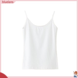 Blu เสื้อสายเดี่ยว สายสปาเก็ตตี้ แขนกุด เข้ารูป สีพื้น สําหรับผู้หญิง