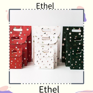 Ethel1 ถุงของขวัญตกแต่งบ้าน ถุงคุกกี้ ลายกวาง ซานตาคลอส