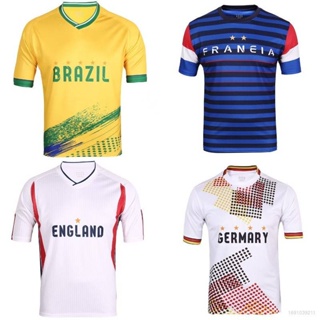 เสื้อกีฬาแขนสั้น ลายทีมชาติฟุตบอล Brazil France Germany England 22-23 ชุดเยือน คุณภาพสูง