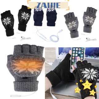 Zaijie24 ถุงมือถักนิตติ้ง แบบครึ่งนิ้ว สองด้าน ให้ความอบอุ่น ล้างทําความสะอาดได้ แฟชั่นฤดูใบไม้ร่วง และฤดูหนาว