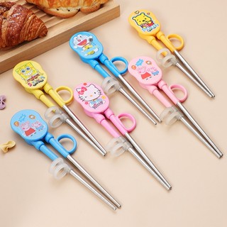 ตะเกียบสแตนเลส ลายการ์ตูน Hello Kitty สําหรับเด็ก