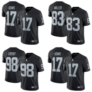 เสื้อยืดกีฬาแขนสั้น ลายทีมฟุตบอล Jay NFL Las Vegas Raiders Adams Waller Crosby สีดํา พลัสไซซ์