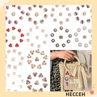 Hecceh กระดุม รูปโบว์ ดอกไม้ DIY สําหรับตกแต่งเสื้อผ้า สมุดภาพ 10 ชิ้น