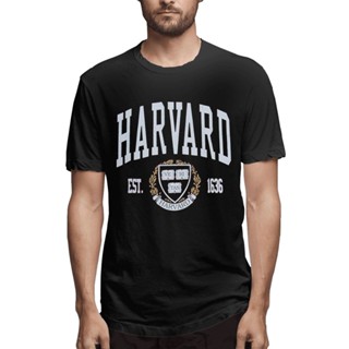 สินค้าใหม่ เสื้อยืดคอกลม ผ้าฝ้ายแท้ พิมพ์ลายโลโก้ Harvard University Ly Licensed Crest สไตล์คลาสสิก สําหรับผู้ชาย