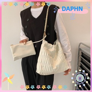 Daphs Ruched กระเป๋าถือ กระเป๋าสะพายไหล่ หนัง PU นิ่ม ความจุขนาดใหญ่ 5 สี สําหรับผู้หญิง