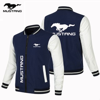 Mustang LOGO baseball uniform outdoor driving color matching thin sports windproof jacket