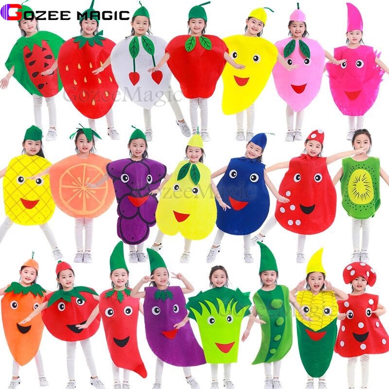ชุดเดรสคอสเพลย์ ผัก ผลไม้ ฮาโลวีน ปาร์ตี้ โรงเรียน คริสต์มาส สัตว์ สําหรับเด็ก