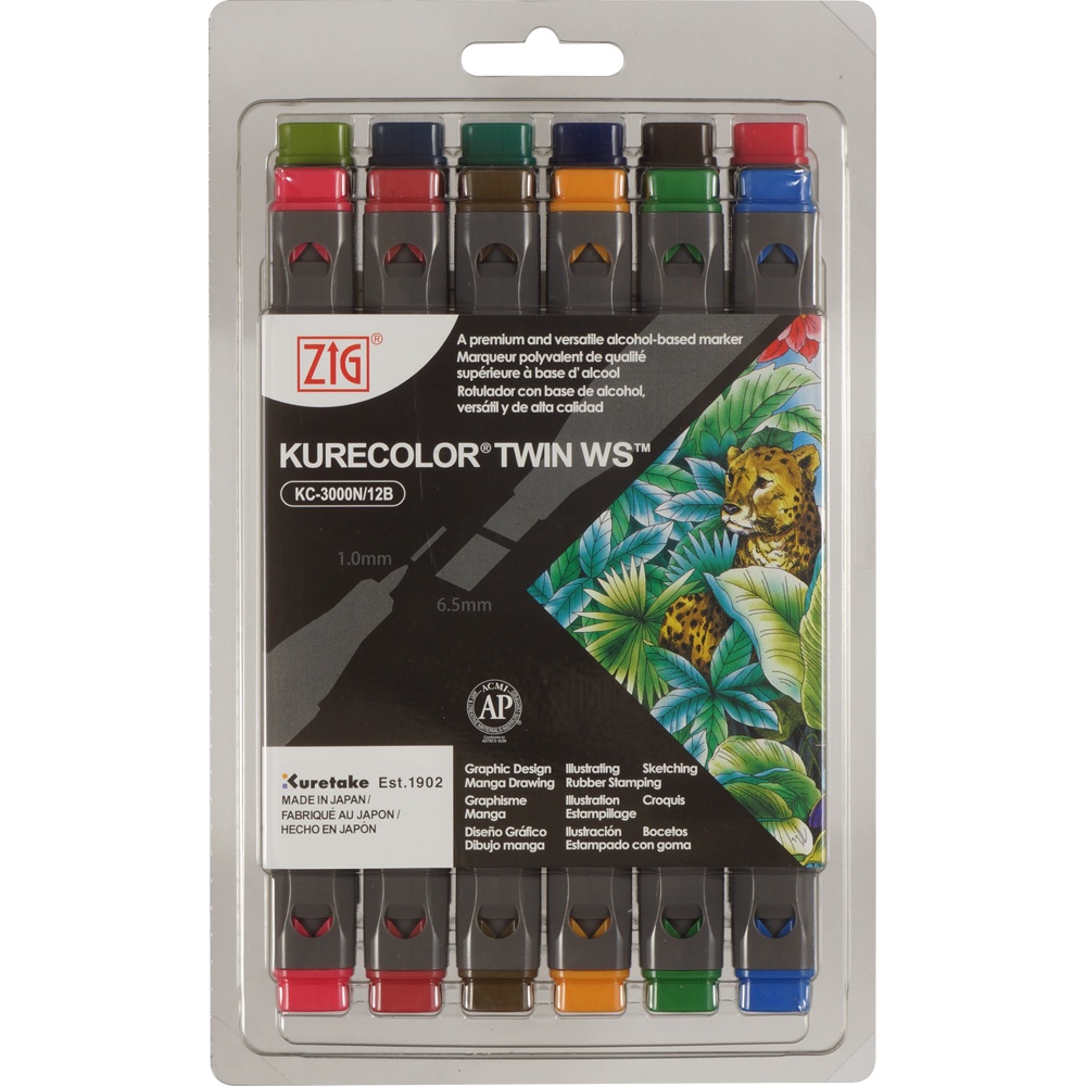 ZIG KURECOLOR TWIN WS 12 COLOUR SET KC-3000N/12B