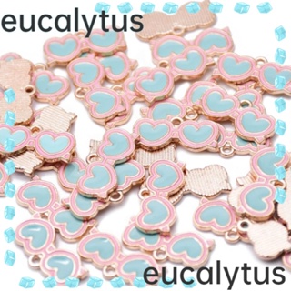 Eucalytus1 แว่นกันแดด รูปหัวใจ สีชมพู และสีฟ้า 20*9 มม. จี้เคลือบสีทอง สําหรับงานฝีมือ DIY