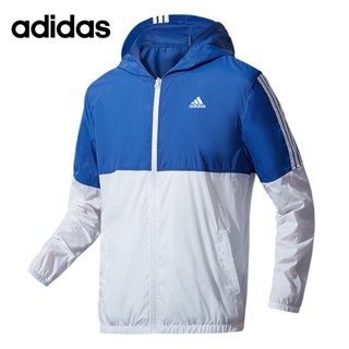 Adidas ของแท้ 100% เสื้อแจ็กเก็ต มีฮู้ด ระบายอากาศ ป้องกันแดด สําหรับผู้ชาย