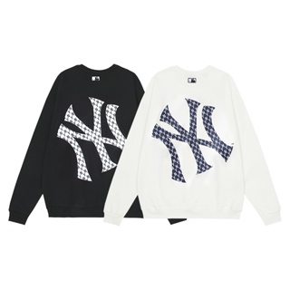 Ny&amp;mlb เสื้อกันหนาว คอกลม ผ้าฝ้ายแท้ มีฮู้ด ปักลาย สไตล์คลาสสิก สวยงาม อเนกประสงค์ สําหรับทุกเพศ Fgsdg