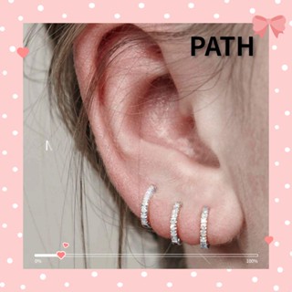 Path ต่างหูห่วง เจาะหู รูปหอยสังข์ หลากสี สีเงิน สีทอง สีฟ้า สําหรับผู้หญิง และผู้ชาย