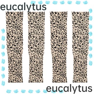 Eucalytus1 ปลอกแขน ผ้าเรยอน พิมพ์ลายเสือดาว กันแดด แบบบาง ทรงหลวม สําหรับผู้หญิง 2 คู่