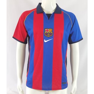 เสื้อกีฬาแขนสั้น ลายทีมชาติฟุตบอล Barcelona 01-02 ชุดเหย้า ไซซ์ S-XXL แบบแห้งเร็ว AAA