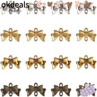 Okdeals จี้โบว์ โลหะผสมสังกะสี สีเงิน สีทอง สําหรับทําเครื่องประดับ DIY