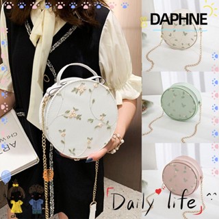 Daphne กระเป๋าถือ กระเป๋าสะพายไหล่ ทรงกลม ลายดอกไม้ ขนาดเล็ก สําหรับผู้หญิง