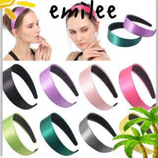 EMILEE ที่คาดผม ผ้าซาติน ผ้าไหม กว้าง ผู้หญิง สีพื้น แต่งหน้า โยคะ กันลื่น ที่คาดผม