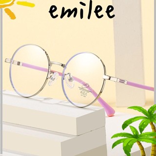 Emilee แว่นตา ทรงกลม โลหะ ป้องกันดวงตา ป้องกันแสงสีฟ้า ป้องกันแสงสีฟ้า แฟชั่น สีฟ้า เบาพิเศษ สําหรับเด็กผู้ชาย และเด็กผู้หญิง