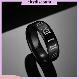 &lt;citydiscount&gt; แหวนนิ้วมือ สเตนเลส พิมพ์ลายตัวเลขโรมัน หรูหรา เครื่องประดับ สําหรับผู้ชาย งานพรอม