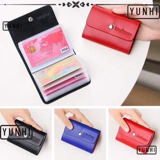 Yunhi กระเป๋าสตางค์หนัง สีพื้น 26 ช่อง สําหรับใส่บัตรเครดิต บัตรประชาชน