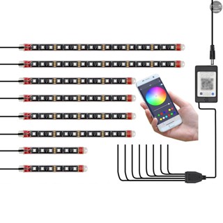 แถบไฟ LED IP65 เชื่อมต่อบลูทูธ 5.0 กันน้ํา ปรับความสว่างได้ พร้อมเสียงเพลง หลากสี สําหรับรถจักรยานยนต์ 8 ชิ้น