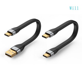 Will สายชาร์จ USB C 3A Type C เป็น Type-C USB A 480Mb ขนาดพกพา ชาร์จไว