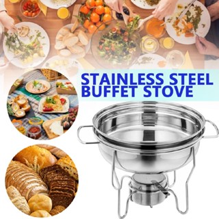 Stainless Steel Round Chafing Dish Buffet Chafer Warmer Set w/Lid Holder 4L