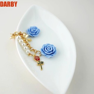 Darby พวงกุญแจโลหะ จี้รูปดอกคามิเลีย ดอกกุหลาบ 3D 8 สี