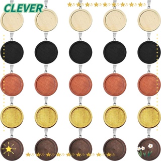 Clever ถาดจี้ไม้ดิบ ทรงกลม แบน สีน้ําตาลเข้ม สีแดง สําหรับทําเครื่องประดับ