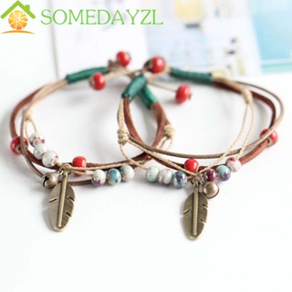 Somedayzl สร้อยข้อมือ ใหม่ สไตล์ชนเผ่า 1 ชิ้น ลูกปัดพอร์ซเลน แฮนด์เมด สําหรับผู้หญิง เครื่องประดับ